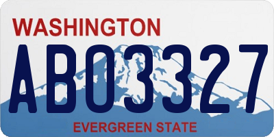 WA license plate ABO3327
