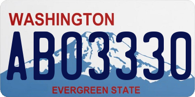 WA license plate ABO3330