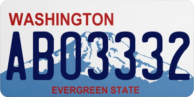 WA license plate ABO3332