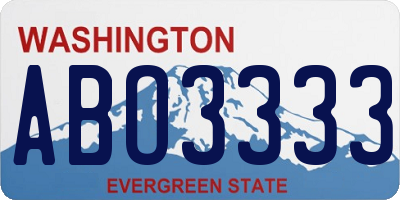 WA license plate ABO3333