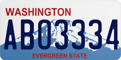 WA license plate ABO3334