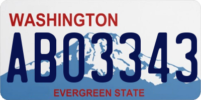 WA license plate ABO3343