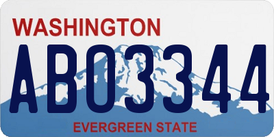 WA license plate ABO3344