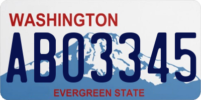 WA license plate ABO3345