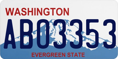 WA license plate ABO3353