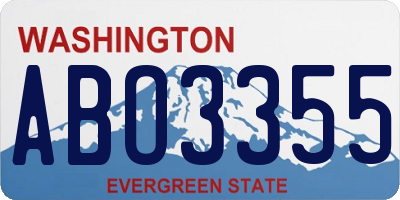 WA license plate ABO3355