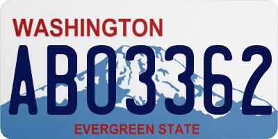 WA license plate ABO3362