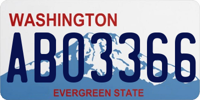 WA license plate ABO3366