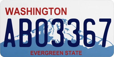 WA license plate ABO3367