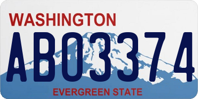 WA license plate ABO3374
