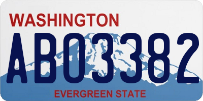 WA license plate ABO3382