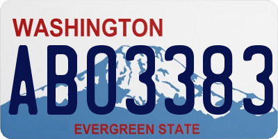 WA license plate ABO3383