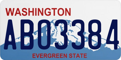WA license plate ABO3384