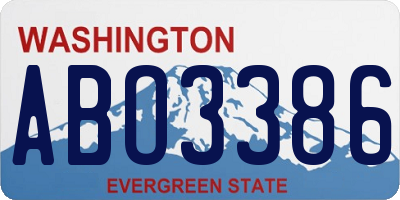 WA license plate ABO3386