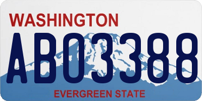 WA license plate ABO3388