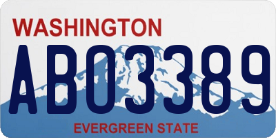 WA license plate ABO3389