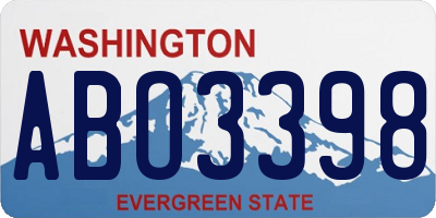WA license plate ABO3398