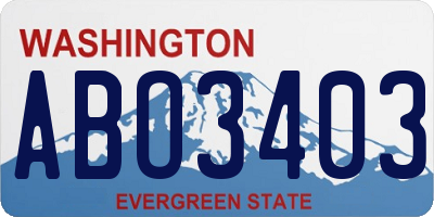 WA license plate ABO3403