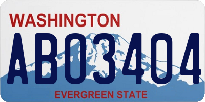 WA license plate ABO3404