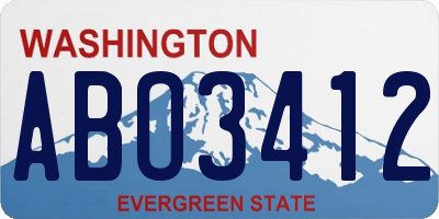 WA license plate ABO3412