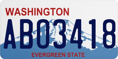 WA license plate ABO3418