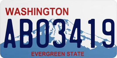 WA license plate ABO3419