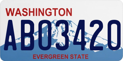 WA license plate ABO3420