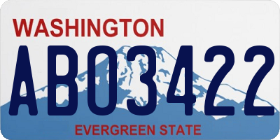 WA license plate ABO3422