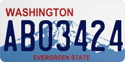 WA license plate ABO3424