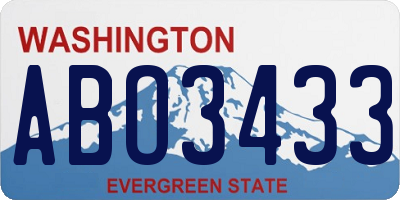 WA license plate ABO3433