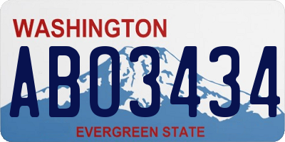 WA license plate ABO3434