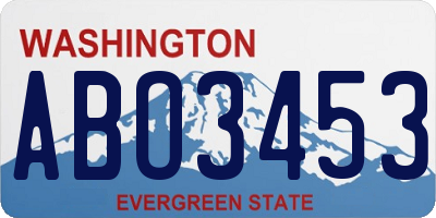 WA license plate ABO3453