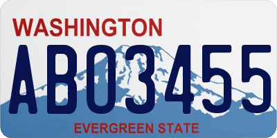 WA license plate ABO3455