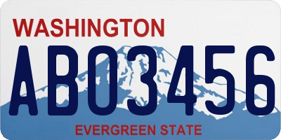 WA license plate ABO3456