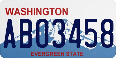 WA license plate ABO3458