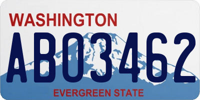 WA license plate ABO3462