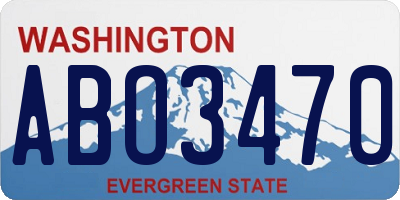 WA license plate ABO3470
