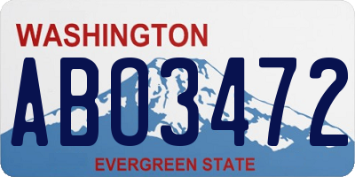 WA license plate ABO3472