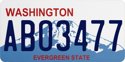 WA license plate ABO3477