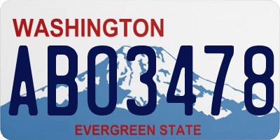 WA license plate ABO3478