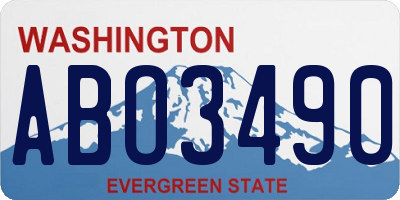 WA license plate ABO3490