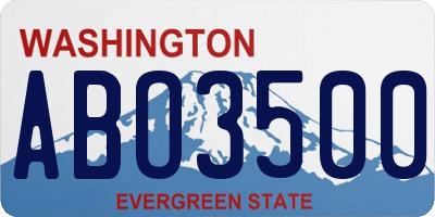 WA license plate ABO3500
