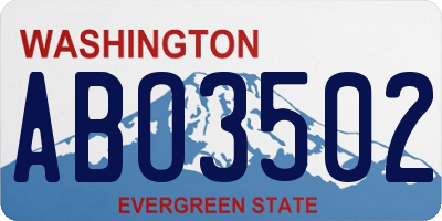 WA license plate ABO3502