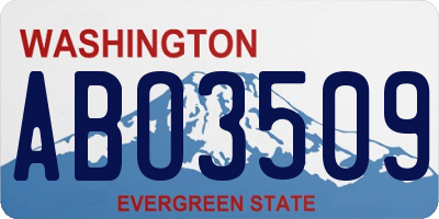 WA license plate ABO3509