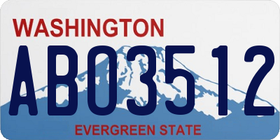 WA license plate ABO3512