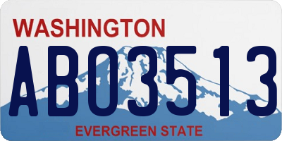 WA license plate ABO3513