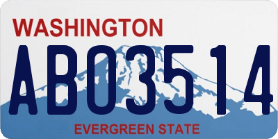 WA license plate ABO3514