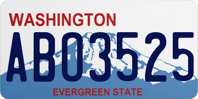 WA license plate ABO3525