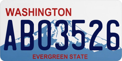 WA license plate ABO3526