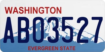 WA license plate ABO3527